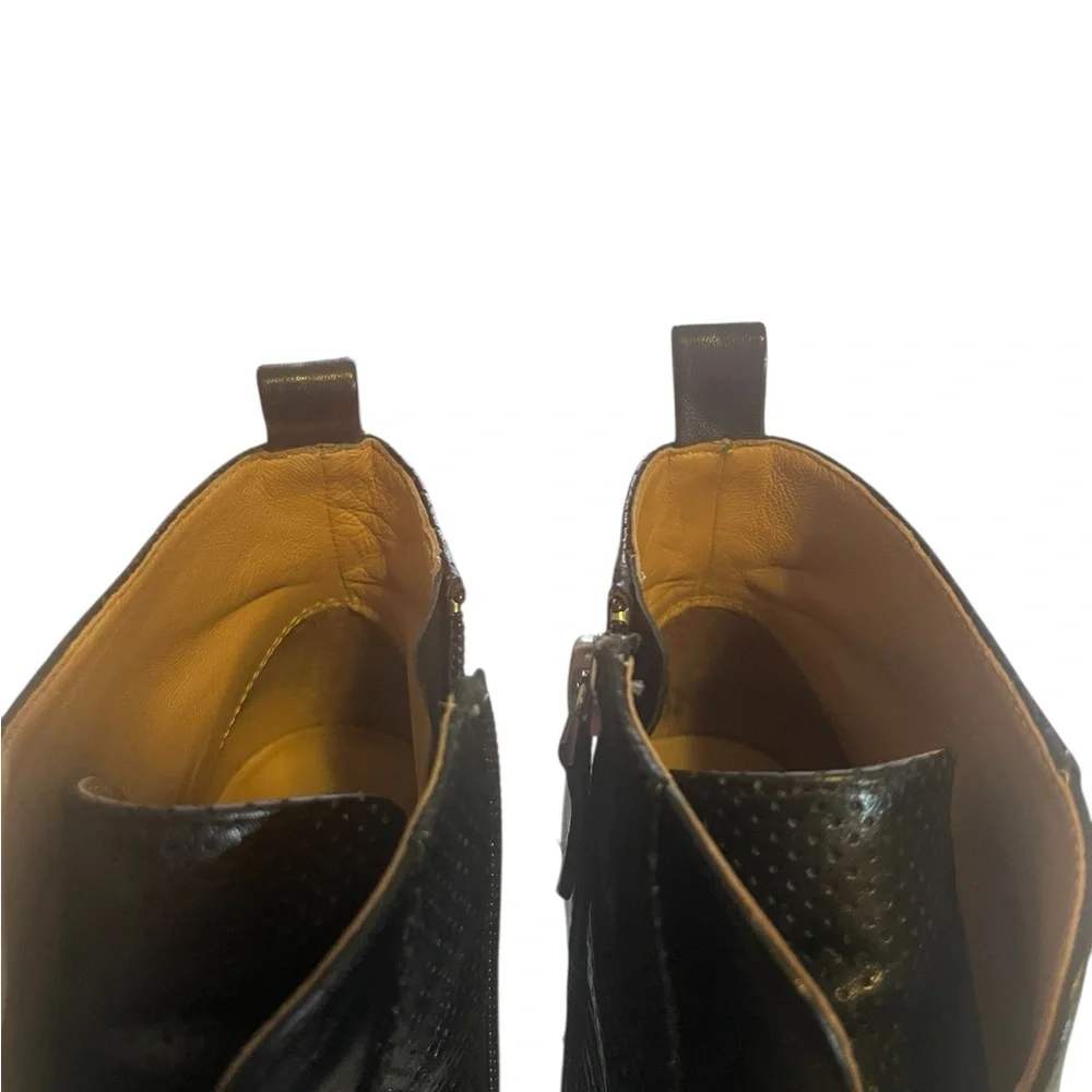 Linea Paolo Black Perforated Wedge Ankle Boots Size 8